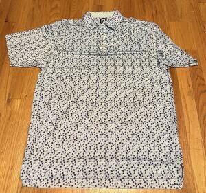 FootJoy Polo Shirt Mens Large Floral Flower Print Performance Stretch Short Slv